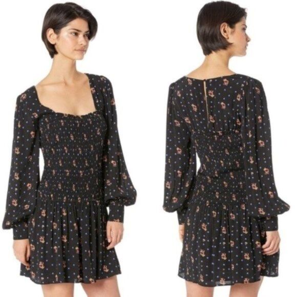 Free People Two Faces Long Sleeve Black Mini Dress Medium NWT - Picture 10 of 16
